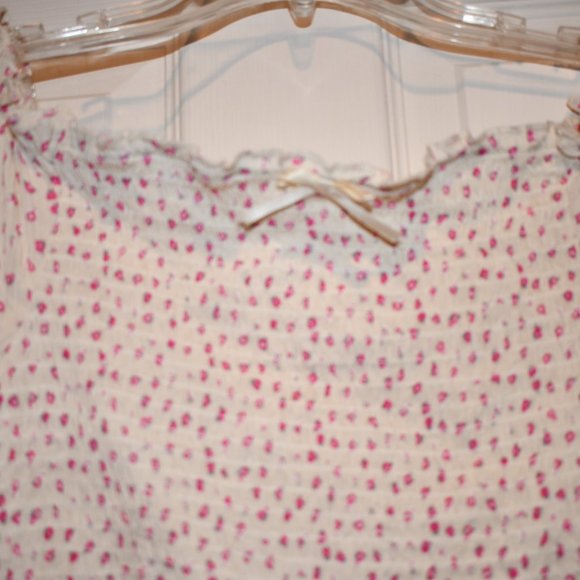 One Step Up Women's Beige Floral Smocked Off the Shoulder Peasant Blouse Size L - Picture 2 of 3